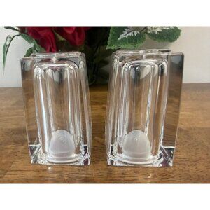 Vintage Marc Aurel Clear Glass Salt and Pepper Shakers Square Modern Design Set